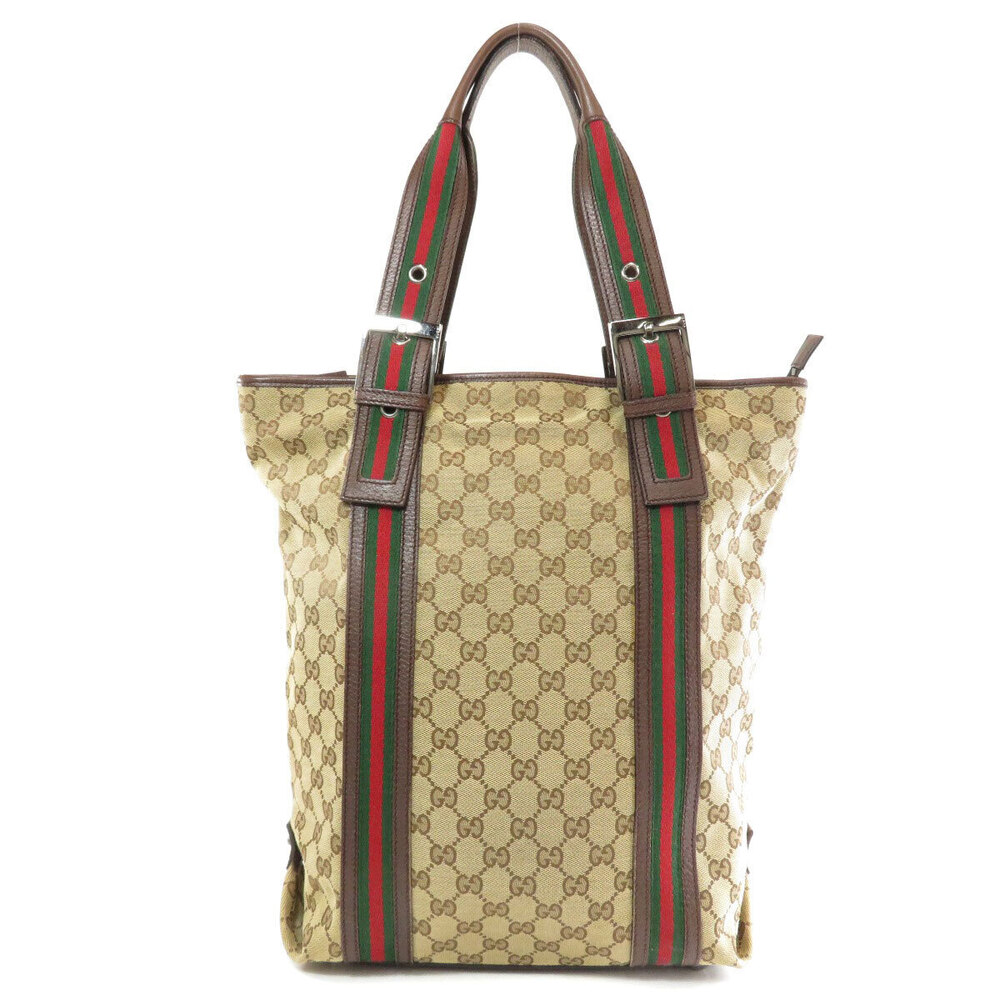Gucci Tote Bag Canvas Sherry Black